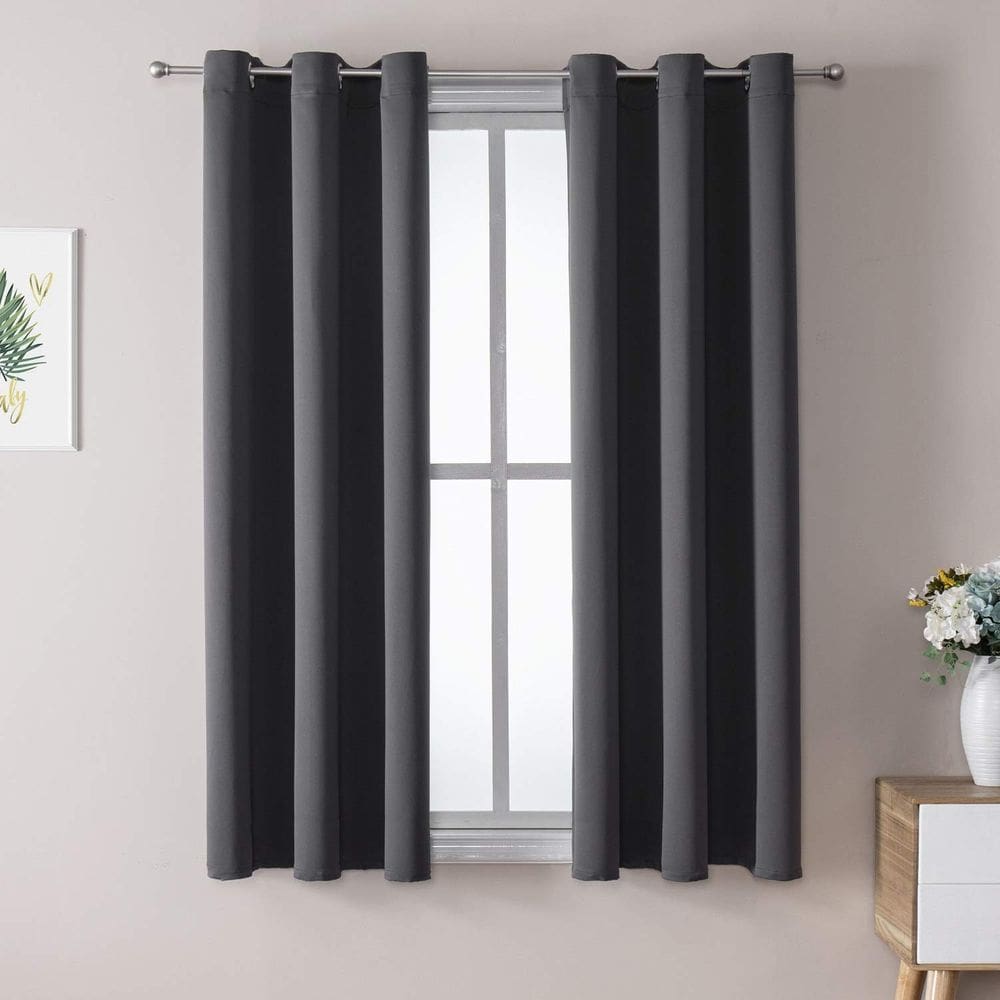 Cortinas Blackout ChrisDowa 107x122cm para quarto cinza escuro