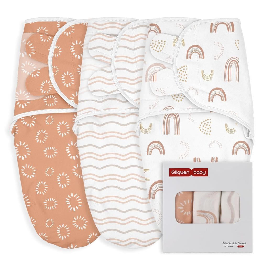 Swaddle GLLQUEN BABY para recém-nascidos de 0 a 3 meses, pacote com 3 Rainbow
