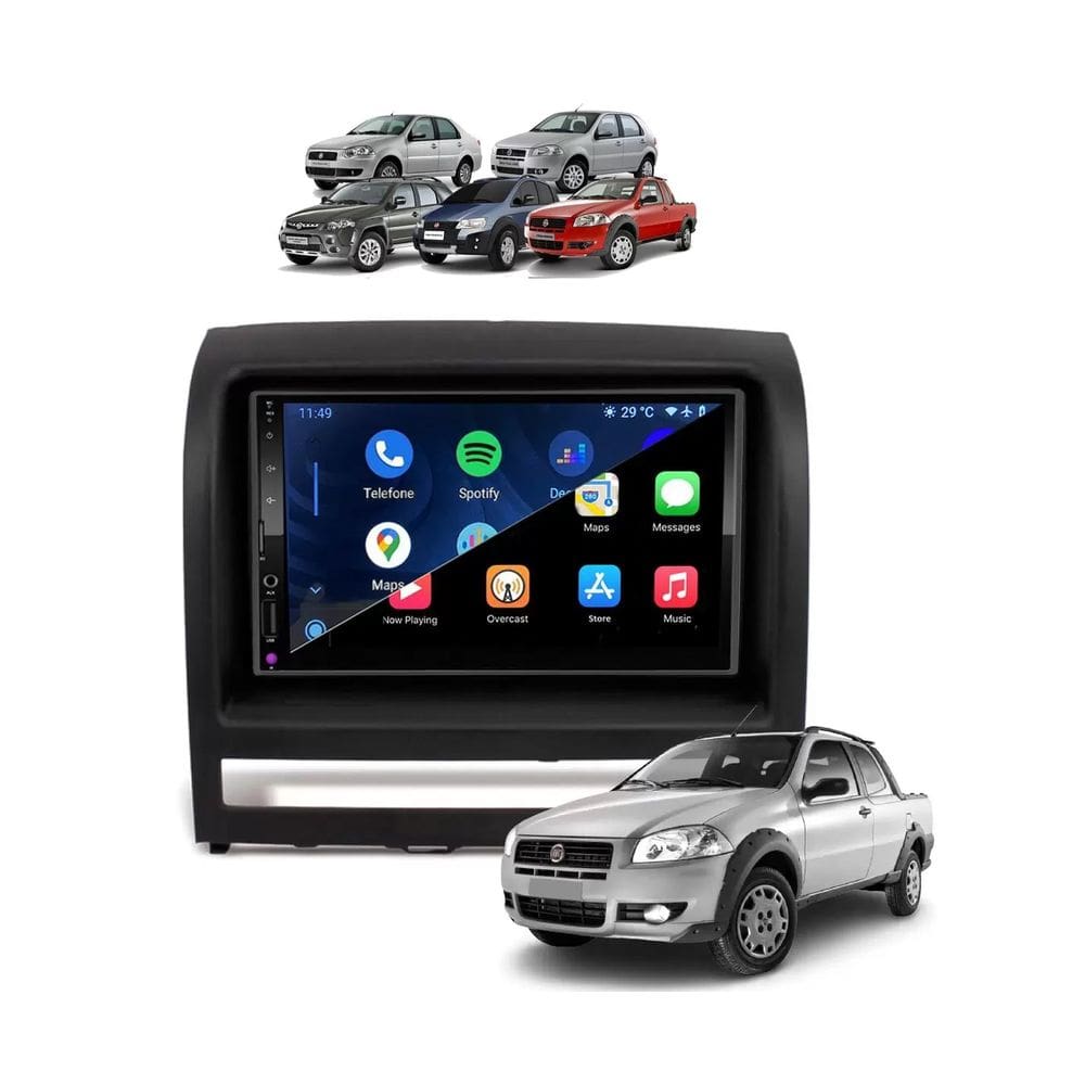 Kit Multimídia Strada 2005 2006 2007 2008 2009 2010 2011 7 Pol Carplay Androidauto Cm7 Faaftech