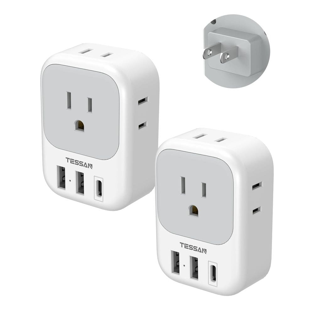 Adaptador de plugue TESSAN US para o Japão, pacote com 2 saídas, 3 USB