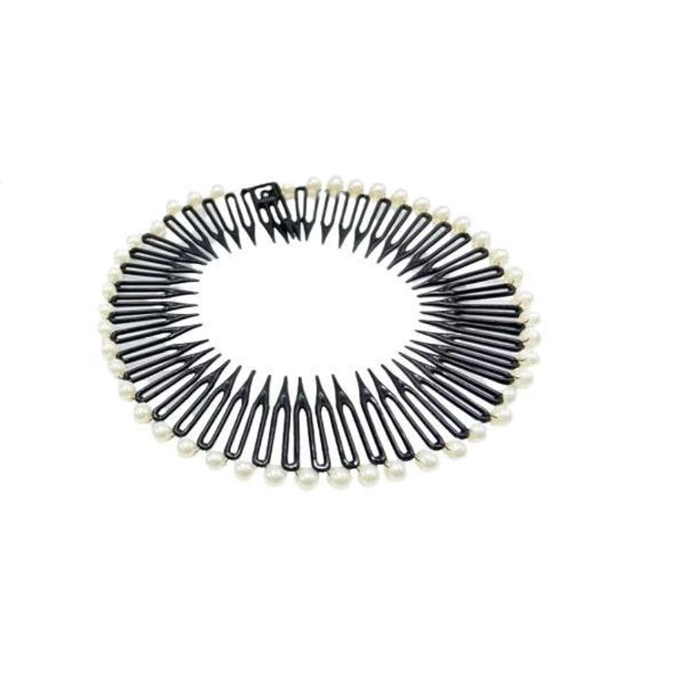 Tiara Bell Preta Com Pérola Prendedor Cabelo 12Cm