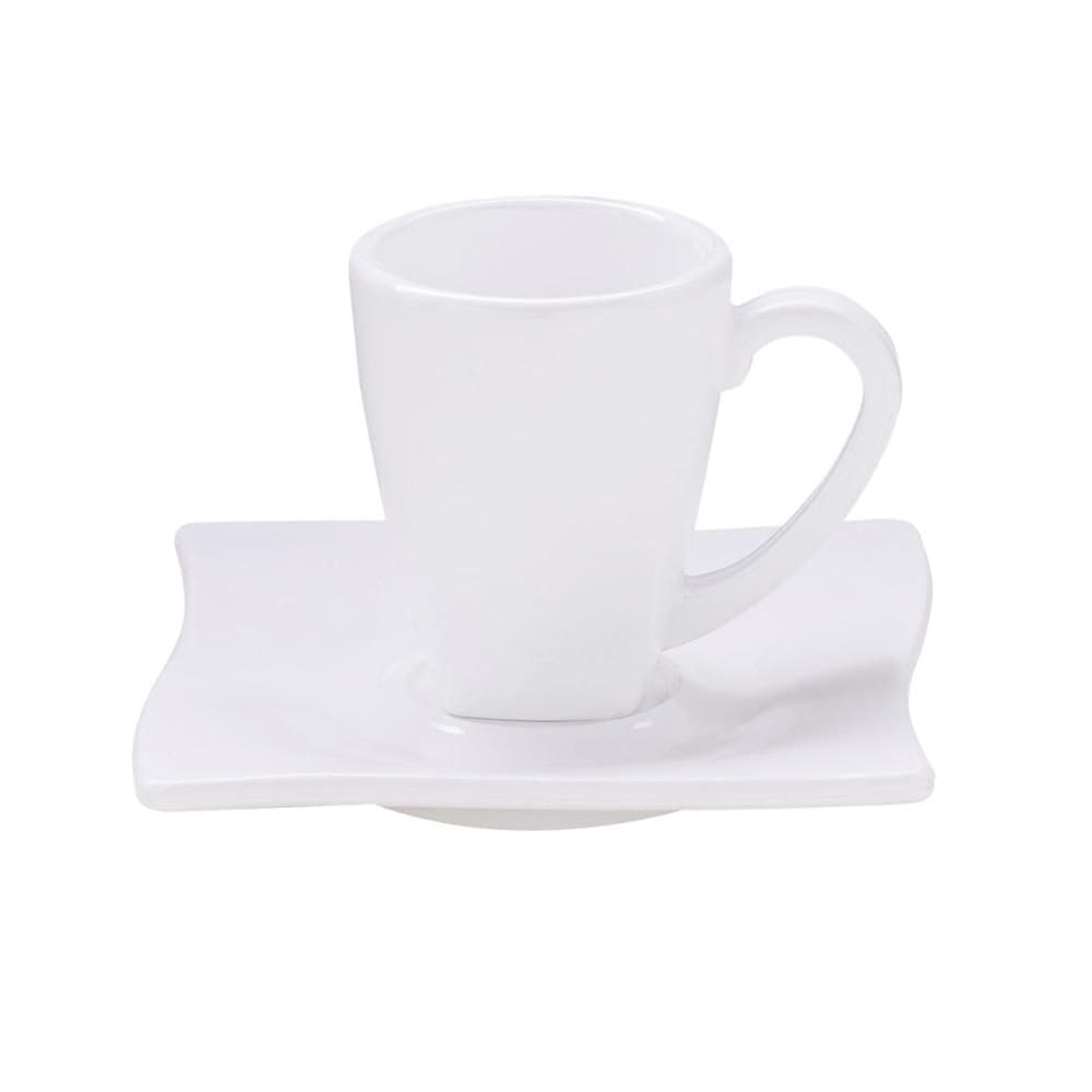Xícara Elegance Para Café Com Pires 80ml Branca em Policarbonato Linha Profissional Cook VEM