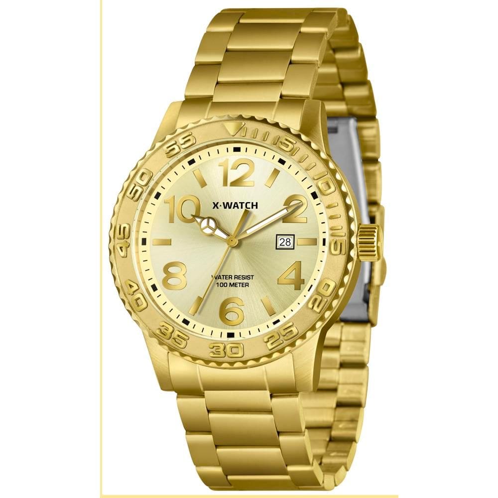 Relógio X-Watch Masculino Ref: Xmgs1044 C2kx Casual Dourado
