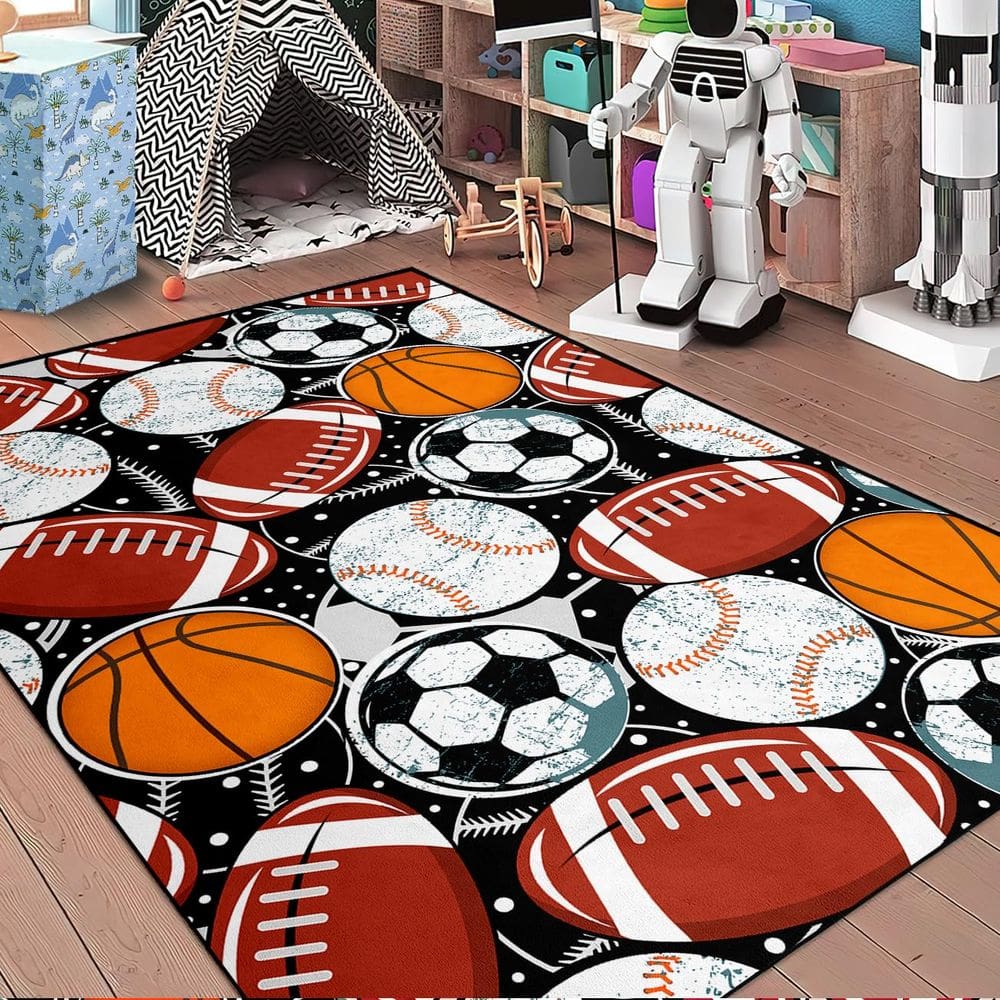 Tapete FSUVSJBGT Sports Balls Boys Kids Room 140x180cm Microfibra