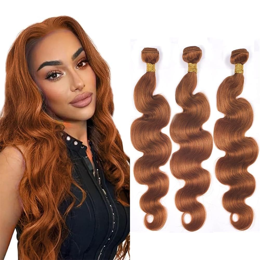 Pacotes de cabelo Lukcttr, cor marrom claro, 30, ondas corporais, 16-20 polegadas