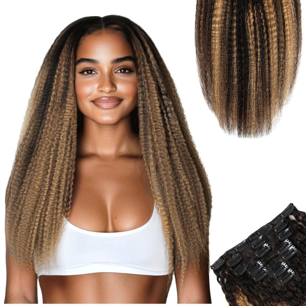 Extensões Clip In SIYUSI Kinky Straight 100% Brazilian Remy