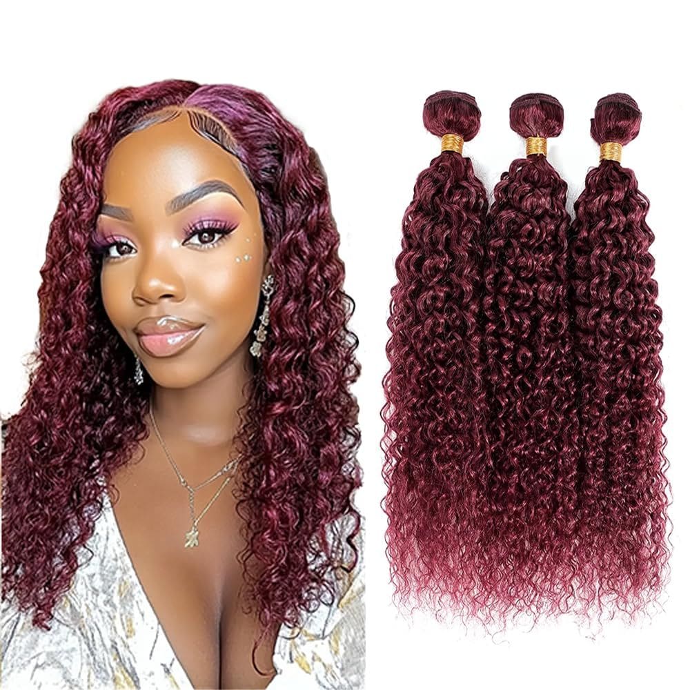 Pacotes de cabelo Niciitysi 99j Burgundy Curly Wave 40-50cm