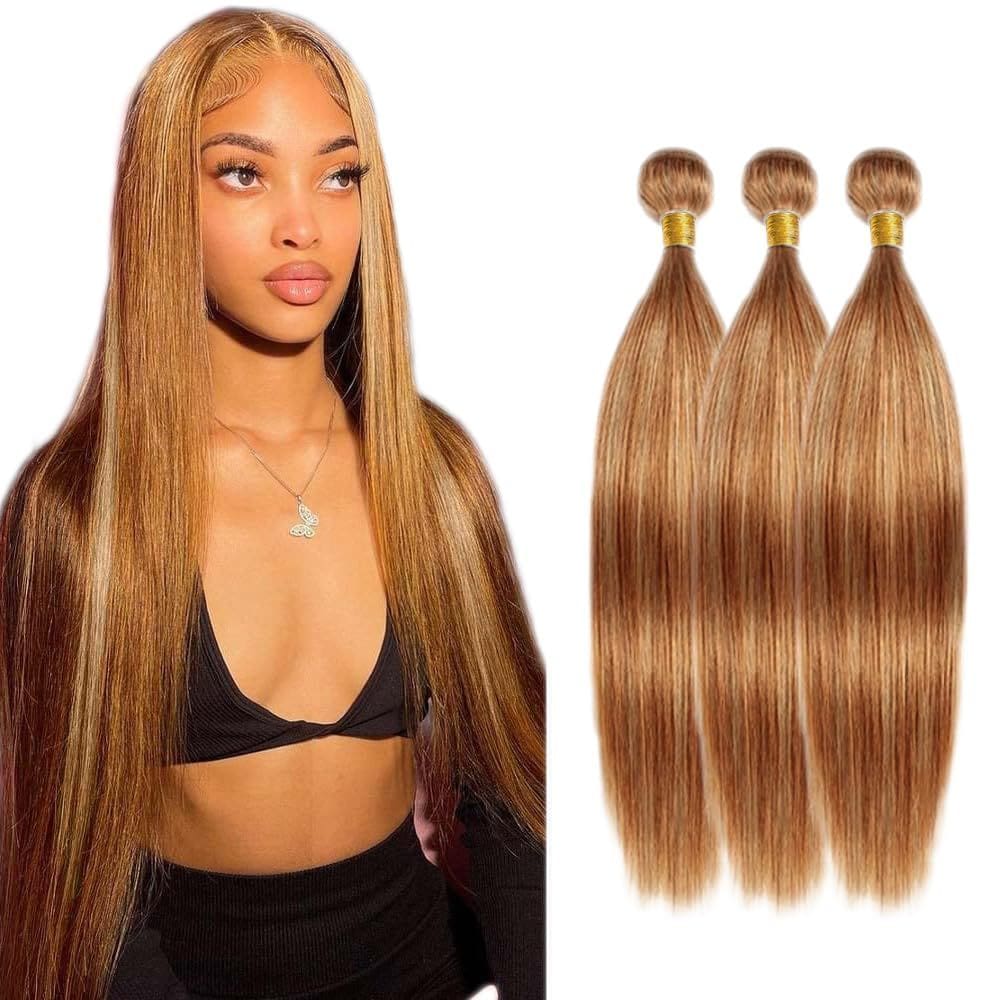 Pacotes de cabelo HuxoWax Color #27 /30 Straight Brazilian 45-55cm