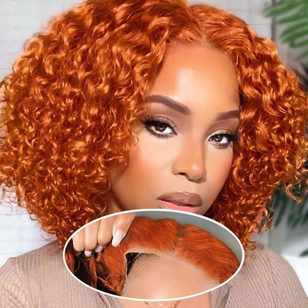 Peruca ISWEET HD sem cola, cabelo humano pré-arrancado, encaracolado, 20 cm
