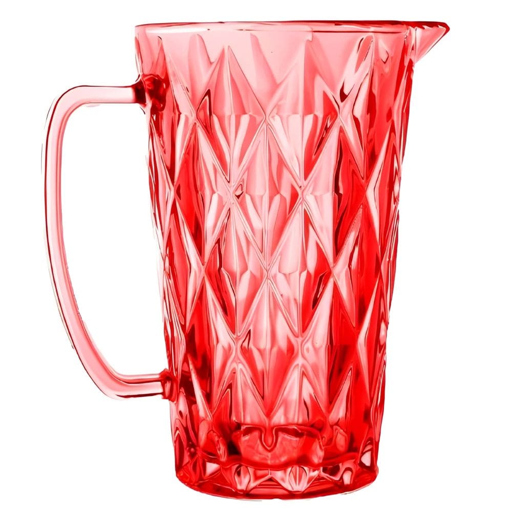 Jarra de Vidro Diamond Vermelha Água Ou Suco 1 Litro