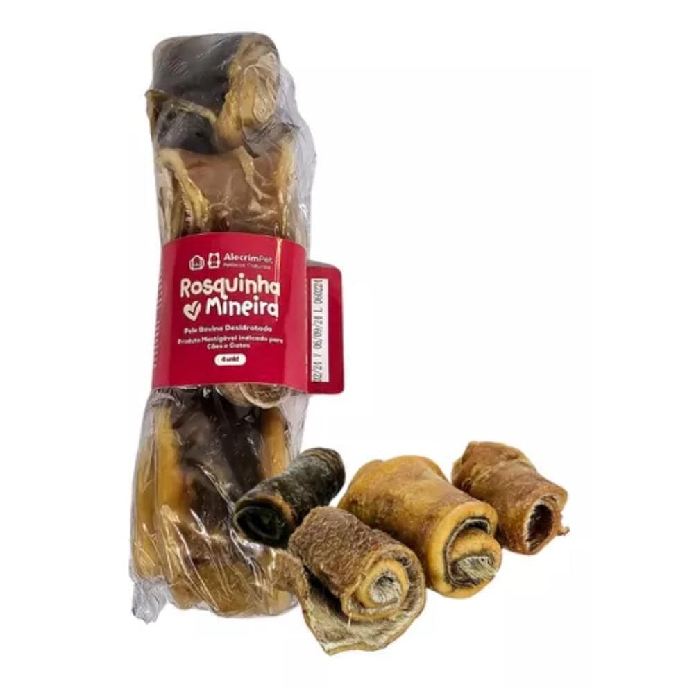 Pele Bovina Enrolada Mordedor Cães Rosquinha Alecrim Pet