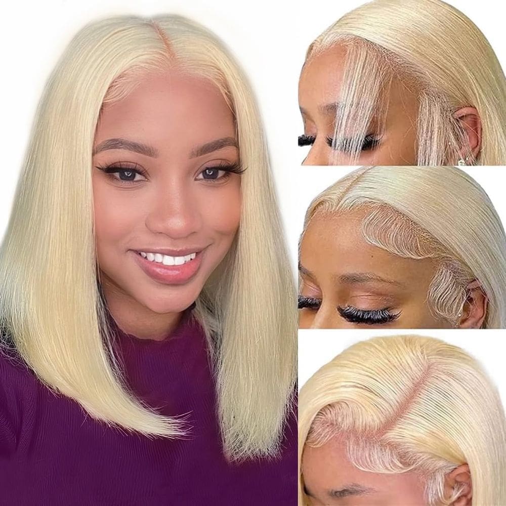 Peruca SUNKASA 613 Lace Front 16\" Cabelo humano com 200% de densidade