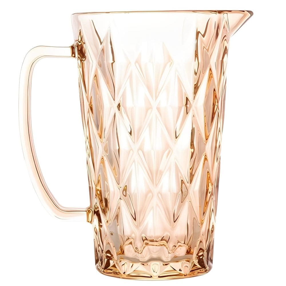 Jarra de Vidro Diamond Âmbar Metalizada Água Ou Suco 1 Litro