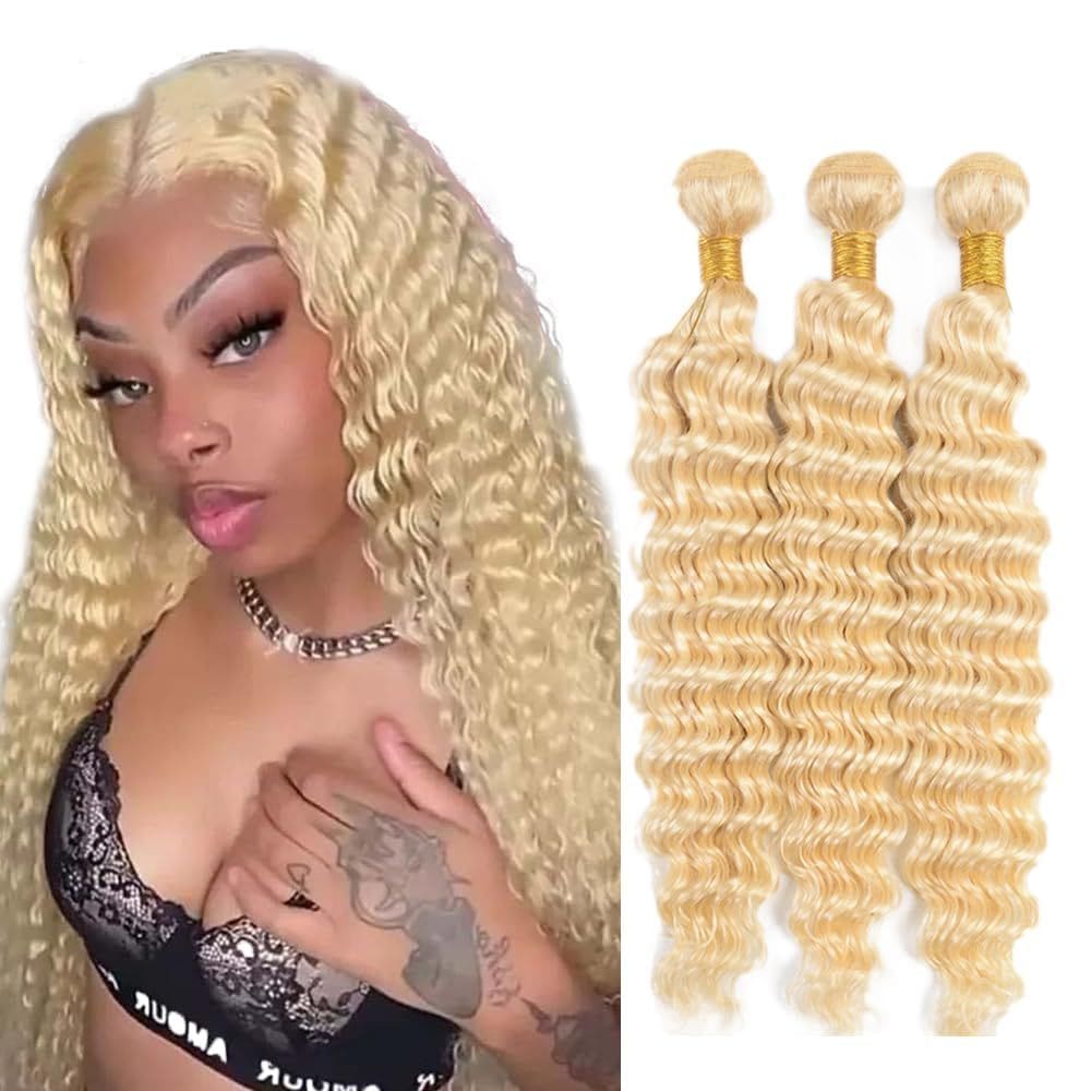 Pacotes de cabelo Leruikair Deep Wave Blonde 613 30cm 35cm 40cm