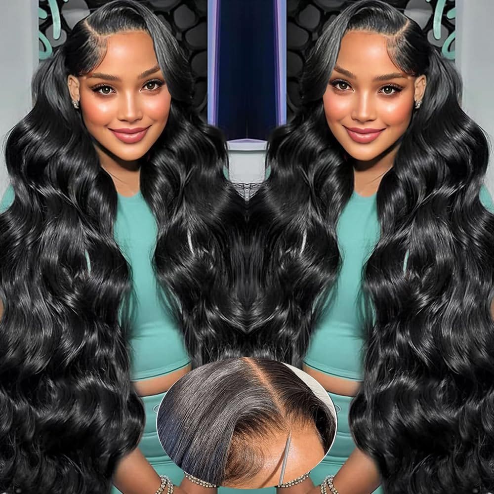 Perucas QNQZ Wear and Go sem cola de 32" Body Wave HD Lace 200%