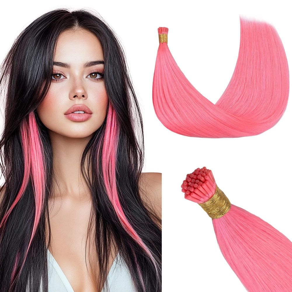 Extensões de cabelo GOO GOO Colored I Tip 20cm 50g 50g 50s rosa claro