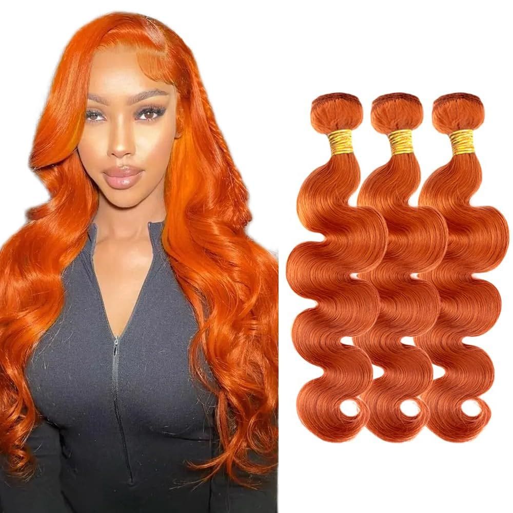 Extensões de cabelo AuokMar Ginger Orange Body Wave 3x 22" 8A