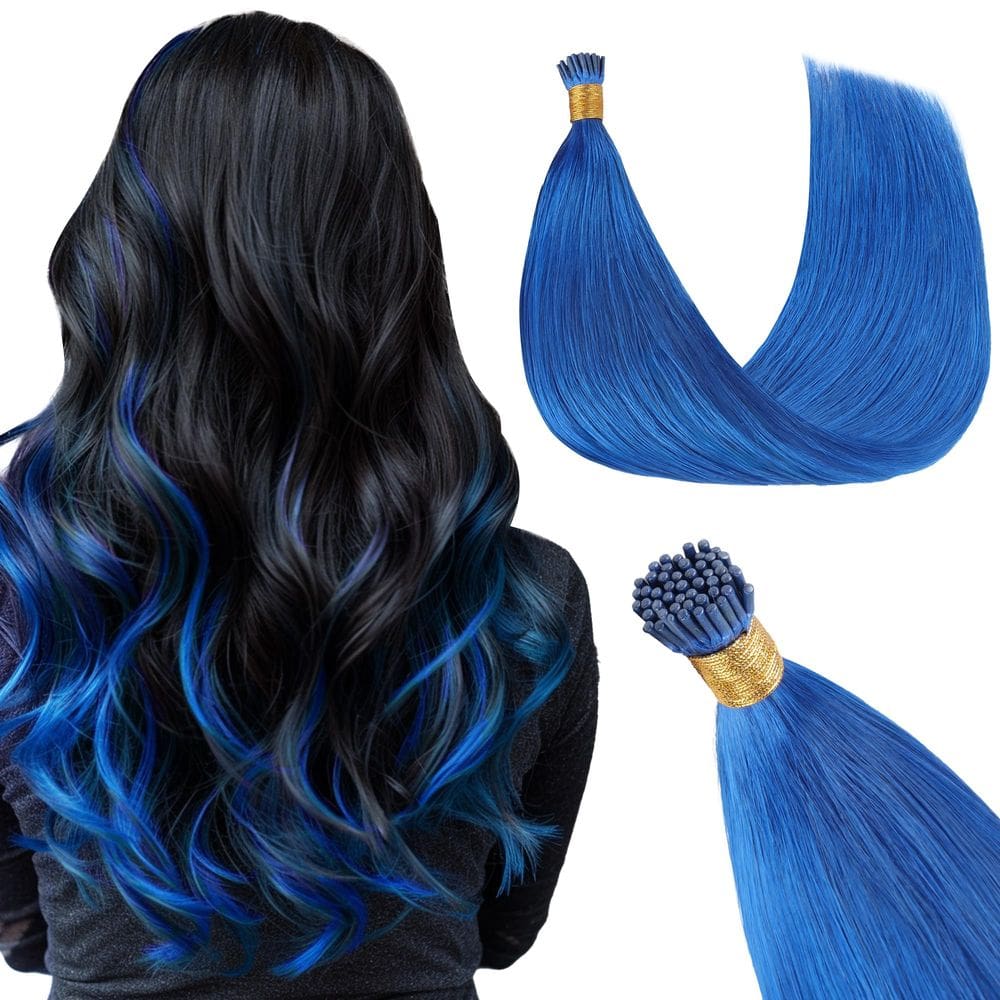 Extensões de cabelo GOO GOO Colored I Tip 20cm 50g 50g 50s Blue