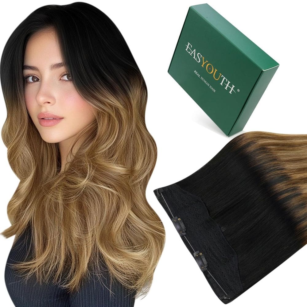 Extensões de cabelo de arame Easyouth Ombre Black Fading to Brown
