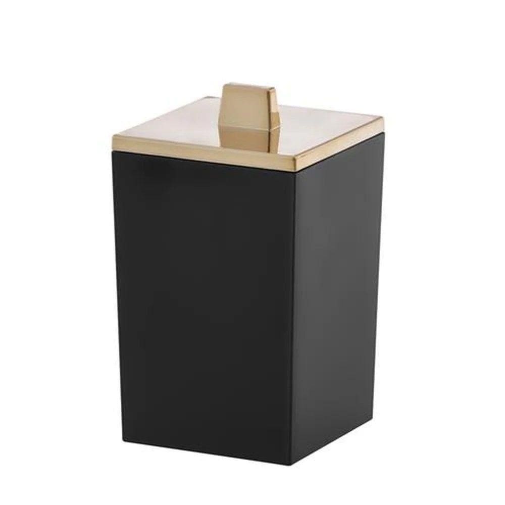 Porta Algodão E Cotonete Preto Quadratta - Paramount