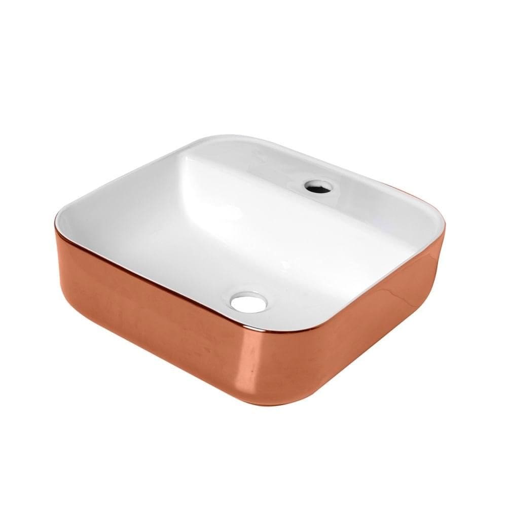 Cuba De Apoio Lexxa Com Mesa Rose Gold Branco 39x39 Lx423rgw