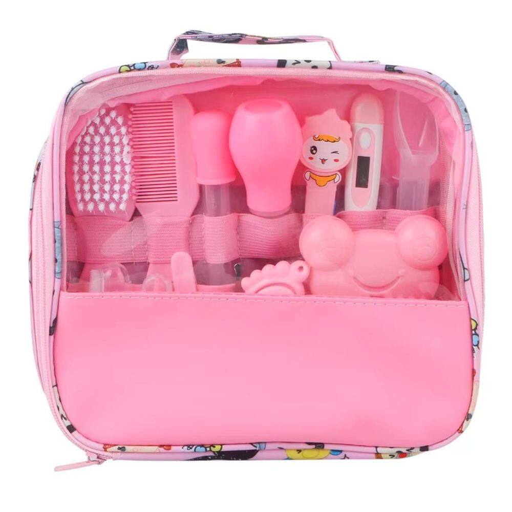 Kit Higiene Rosa Bebê Escova Tesoura Aspirador Nasal