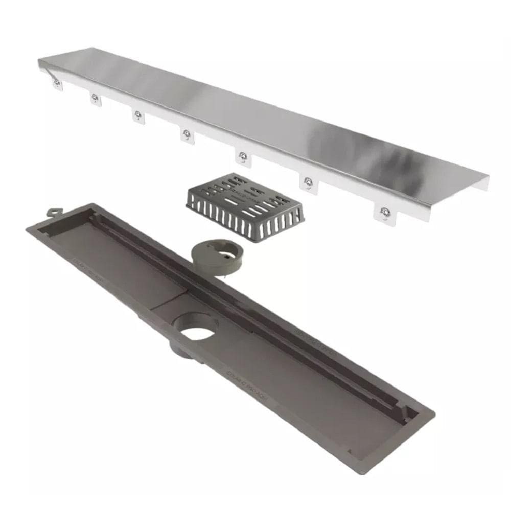 Ralo Linear Pvc Seco 50cm Saida Central Inox Polido 8880