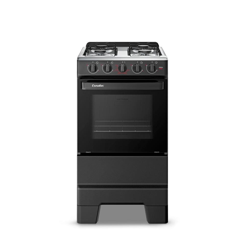 Fogão Esmaltec 4 Bocas Ideal Pop Mesa de Aço Inox Preto F4ISP