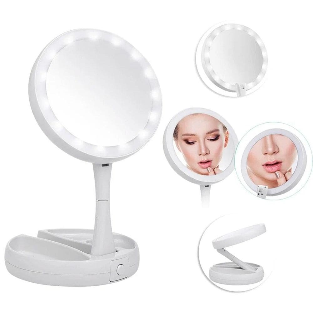 Espelho Led Iluminado Dupla Face Portátil Perfeito Maquiagem