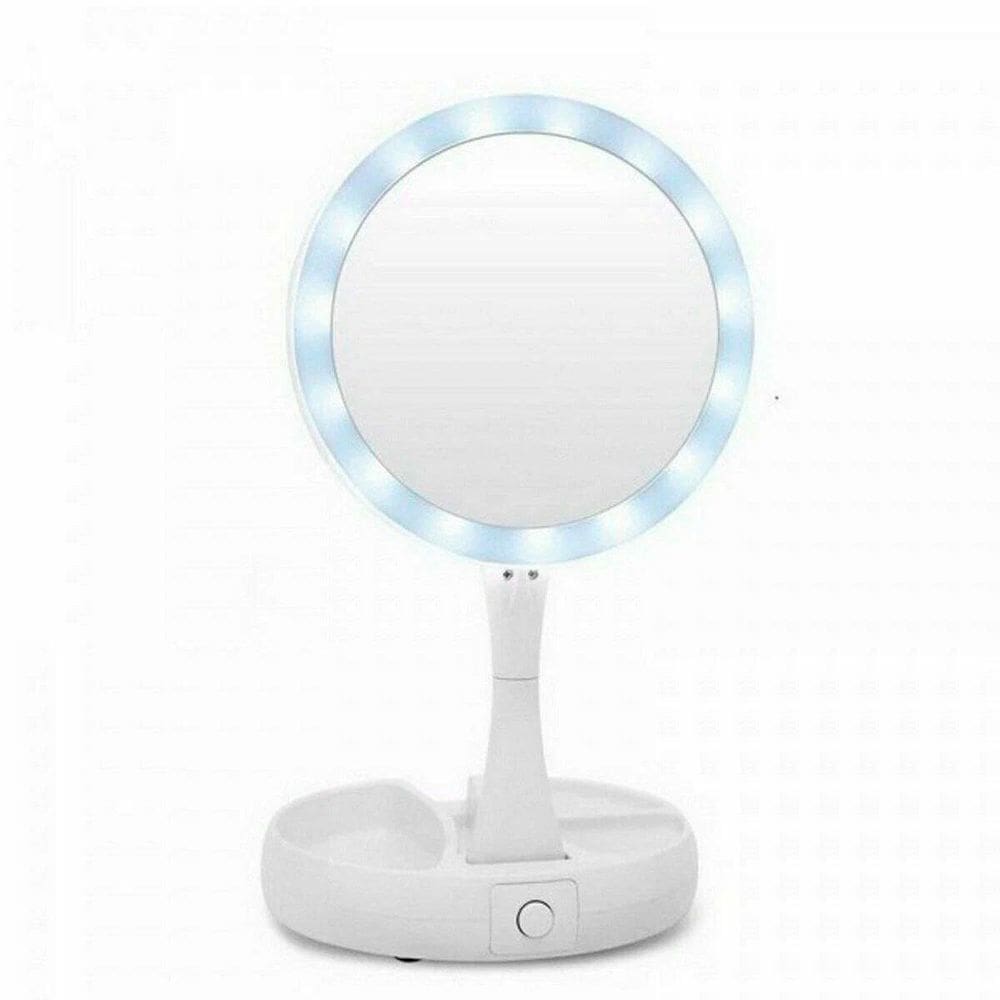 Espelho Portátil Led Zoom 10X Iluminado Perfeito Maquiagem