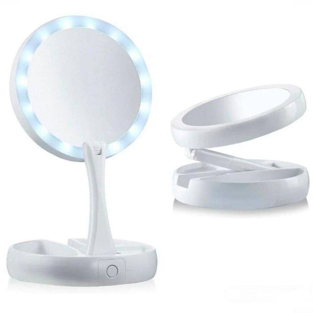 Espelho Portátil Led Zoom 10X Dobrável Perfeito Maquiagem