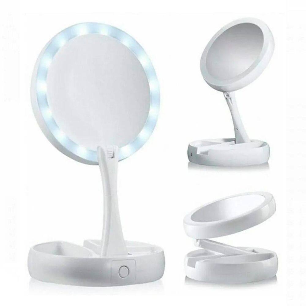 Espelho Portátil Iluminado Led Ajustável Perfeito Maquiagem