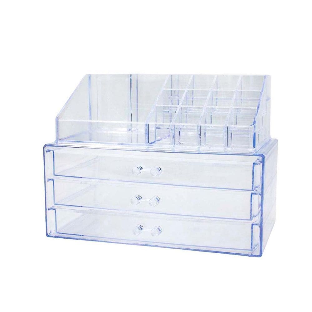 Organizador Porta Maquiagem Acrílico Batom Pincel 3 Gavetas