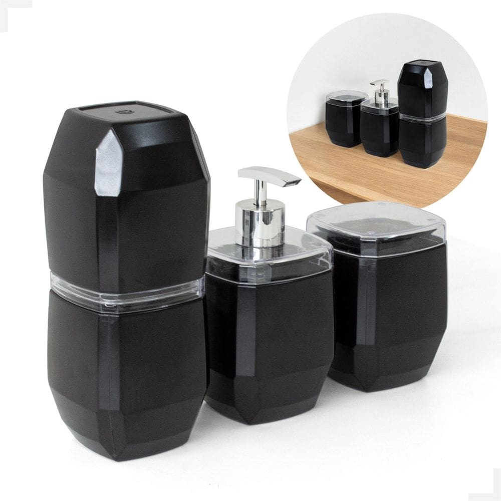 Kit Para Lavabo e Banheiro Diamante Preto