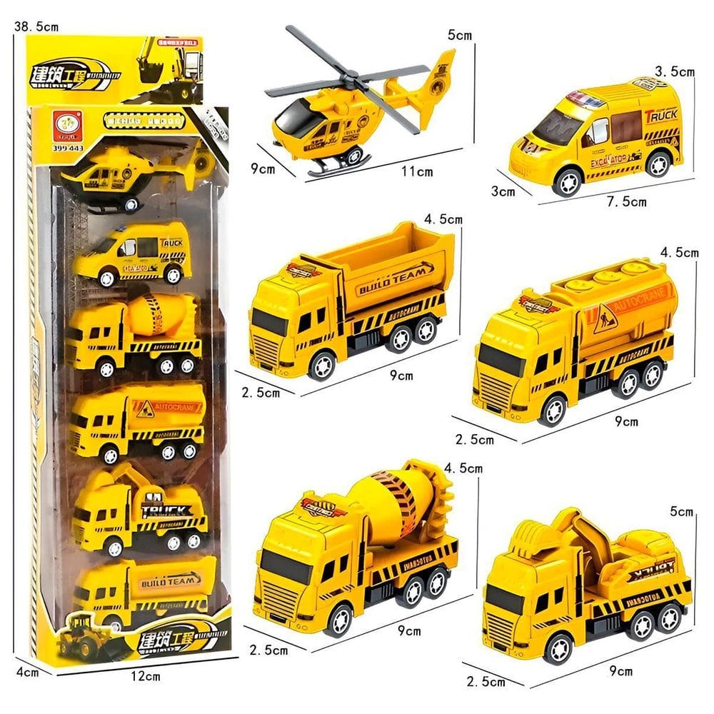 Conjunto 6 Carrinho E Helicóptero Miniaturas - Cor:Amarelo