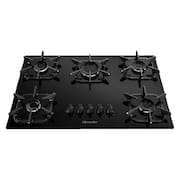 Cooktop à Gás Mueller 5 bocas Ultra Chama Mesa Vidro Preto - Bivolt