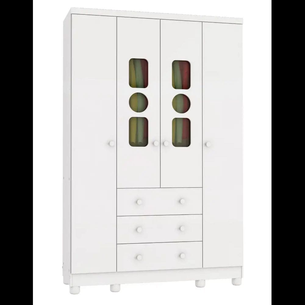 Guarda Roupa Infantil Moveis Peroba Tedy 04 portas MDF