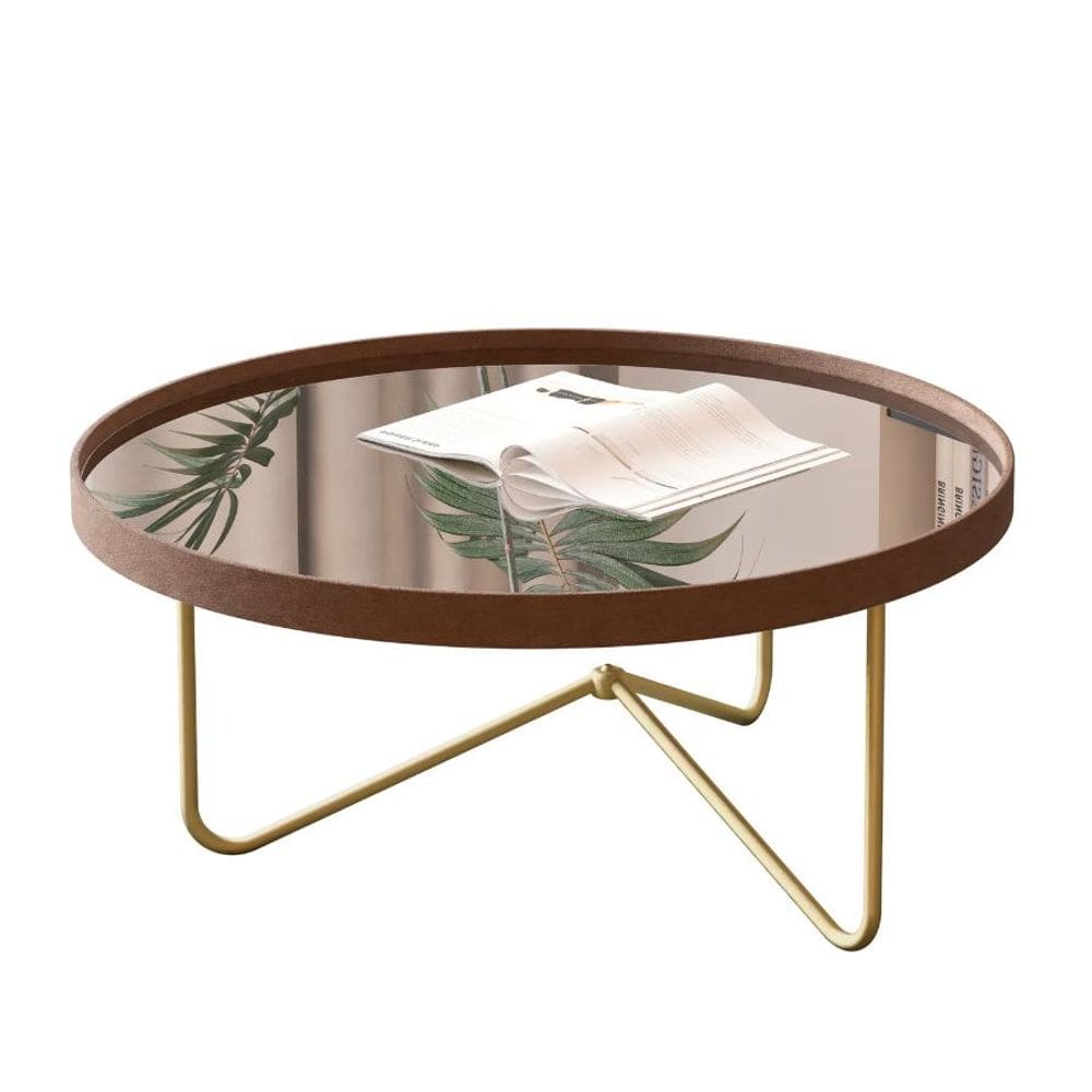 Mesa de Centro Alamanda Moderna Castanho Dourado JB Bechara