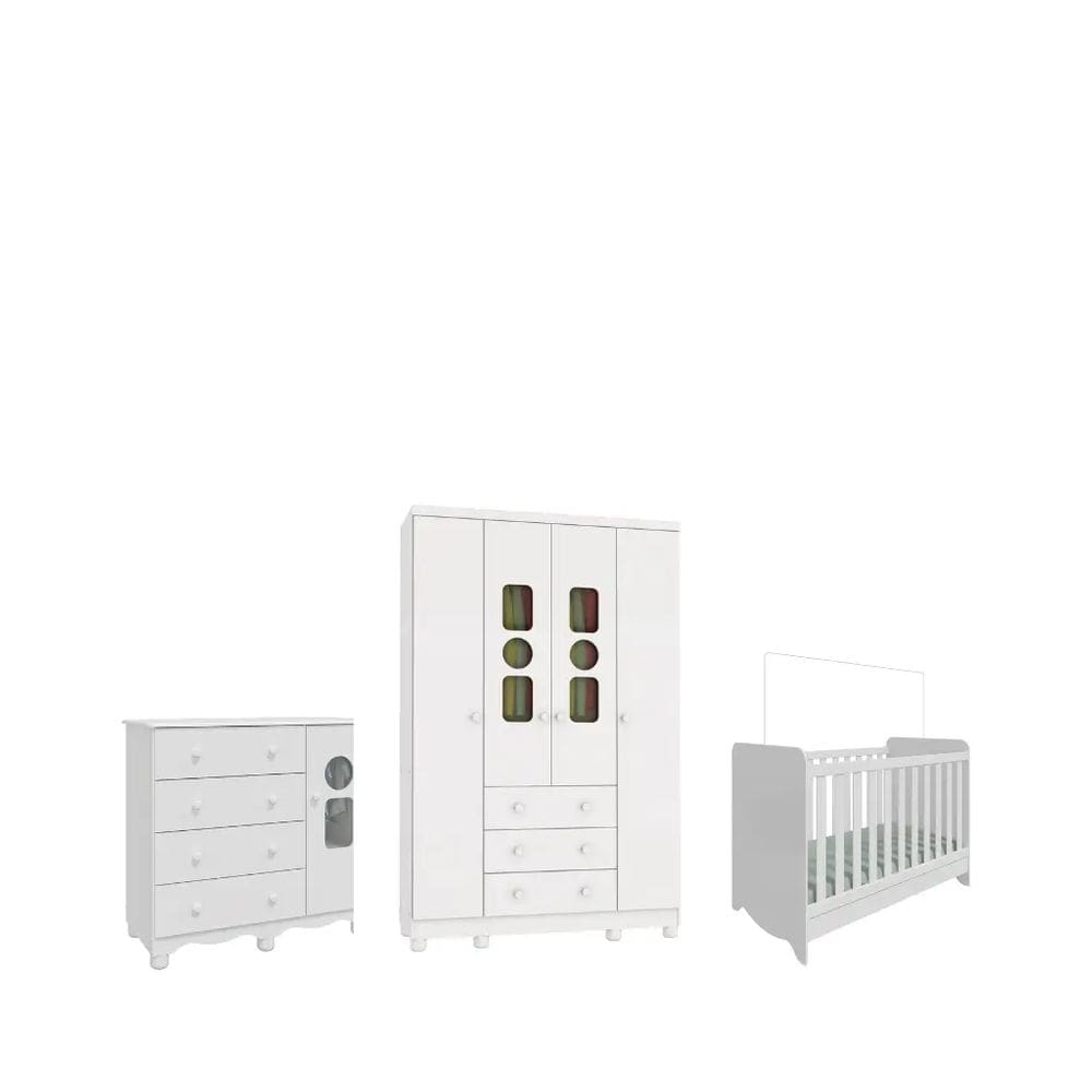 Quarto Completo Bebe Moveis Peroba Tedy Ben 04 portas MDF