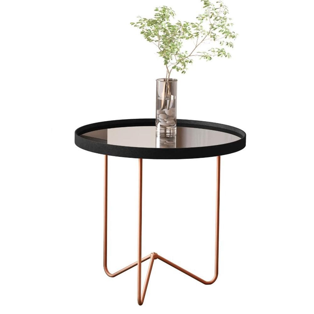 Mesa Lateral Alamanda Moderna Preto Bronze JB Bechara