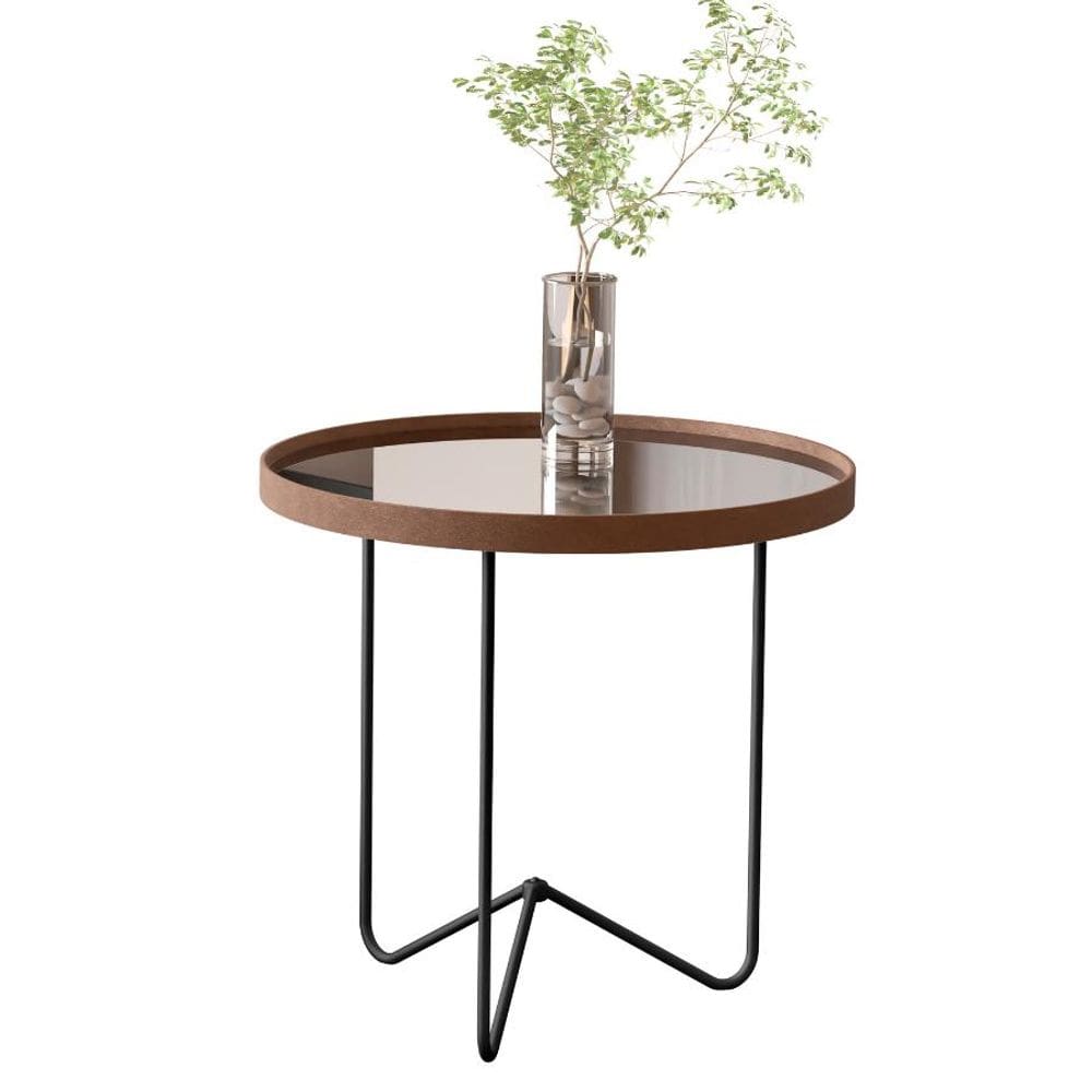 Mesa Lateral Alamanda Moderna Castanho Preto JB Bechara