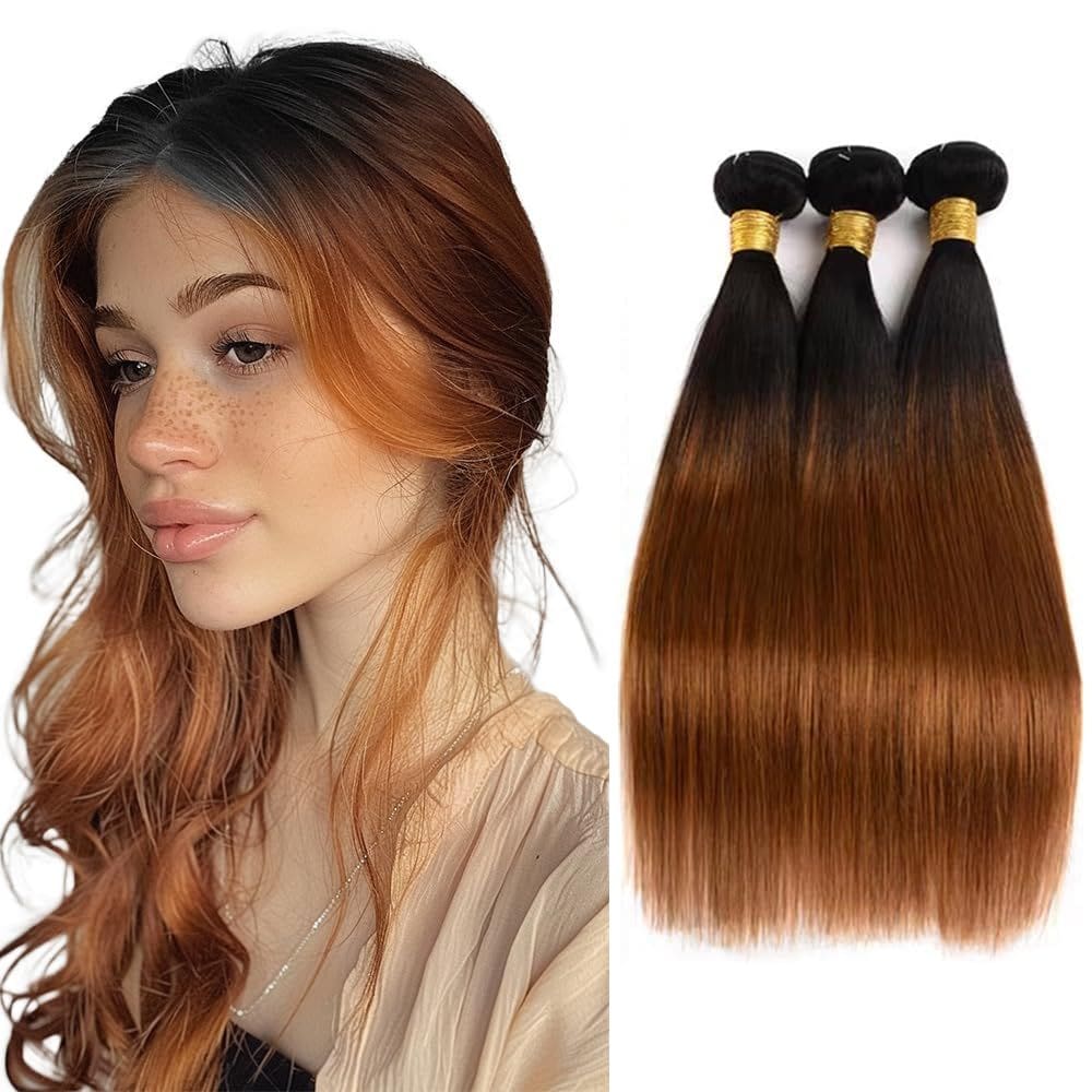 Pacotes de cabelo MAMART Straight Brown Ombre 30cm a 40cm 300g