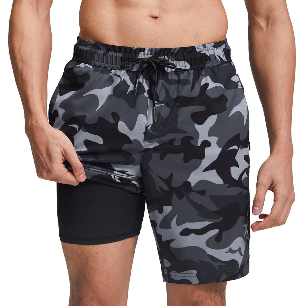 Calções de banho maggic masculinos com forro de compressão preto M