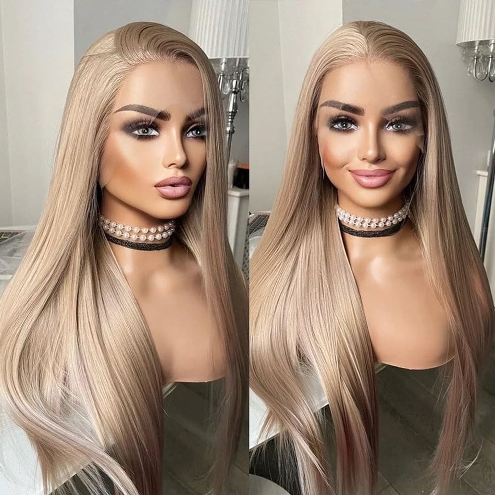 Perucas frontais de renda sintética WXHWCX Long Straight Blonde #103