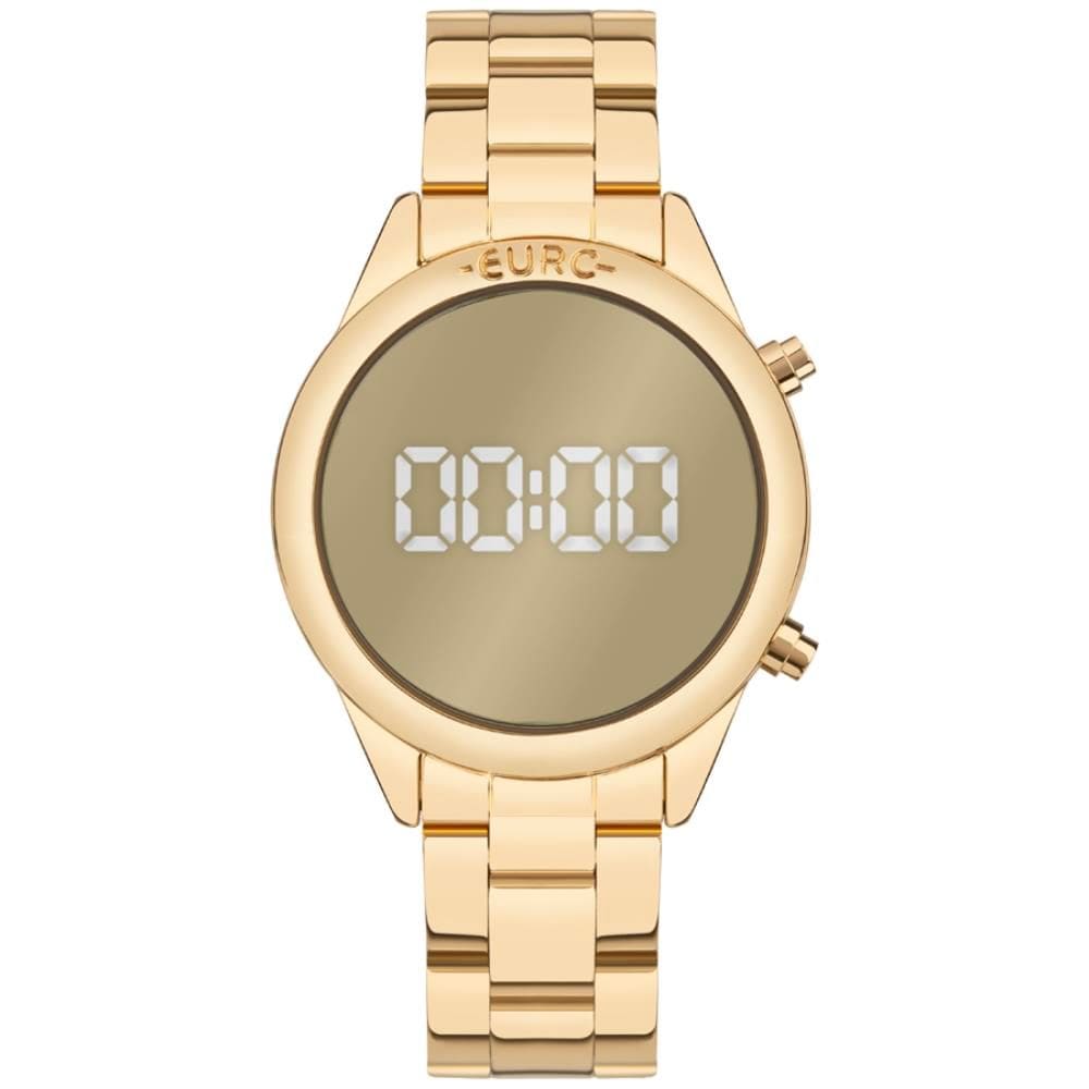 Relógio Euro Feminino Ref: Euds8054ak/4d Led Espelhado Dourado