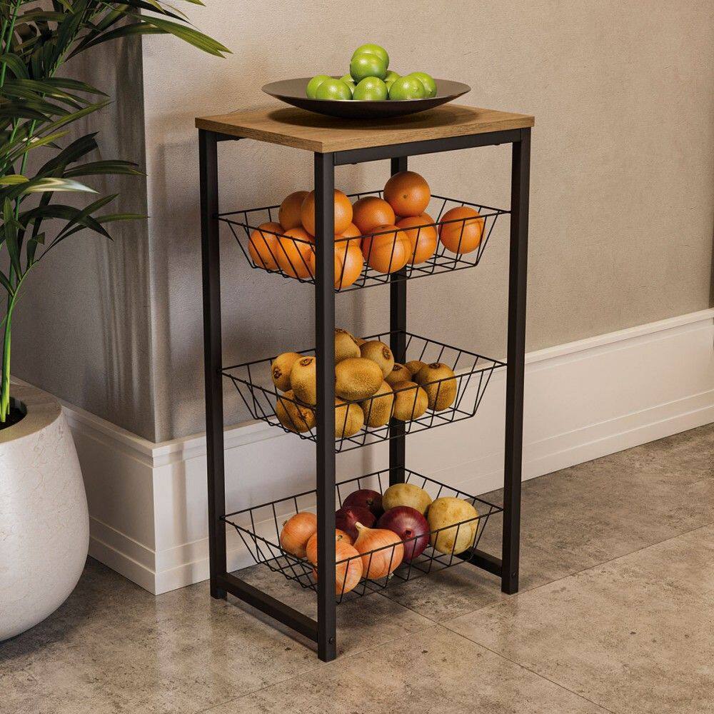Armário de Cozinha Fruteira Lille Freijó/Preto Fosco - Kappesberg