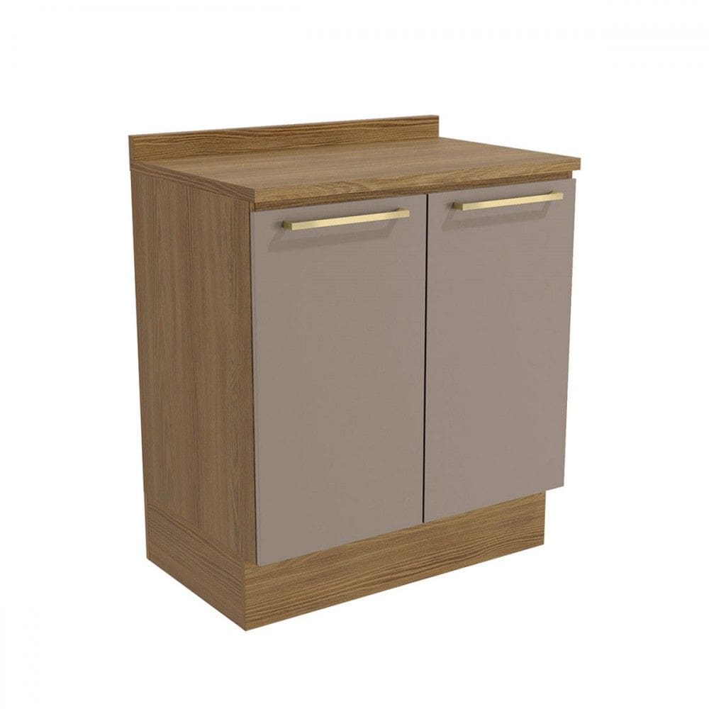 Balcão de Cozinha 80 Cm Isabel 2 Portas Marrom Claro/Nogueira- Kappesberg