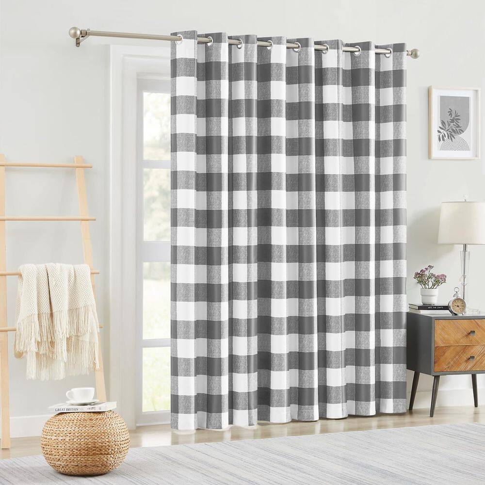 Cortina Blackout Melodieux Buffalo Check Plaid 100x240cm cinza