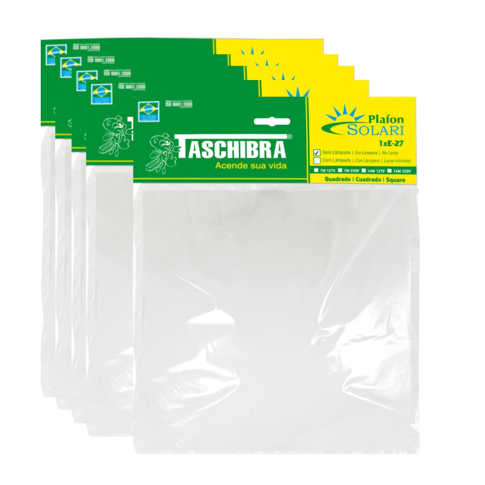 Kit 6 Plafons Solari Quadrado Branco Para 2 Lâmpadas E27 Bivolt