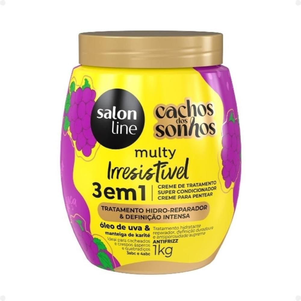 Creme Multifuncional 3 em 1 Salon Line Cachos dos Sonhos Multy Irresistível Uva e Manteiga de Karité 1Kg